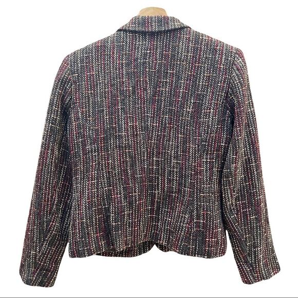 Sag Harbor US 4 Petite Y2K Brown Woven Contrast Stitch Tweed Blazer - Picture 3 of 7